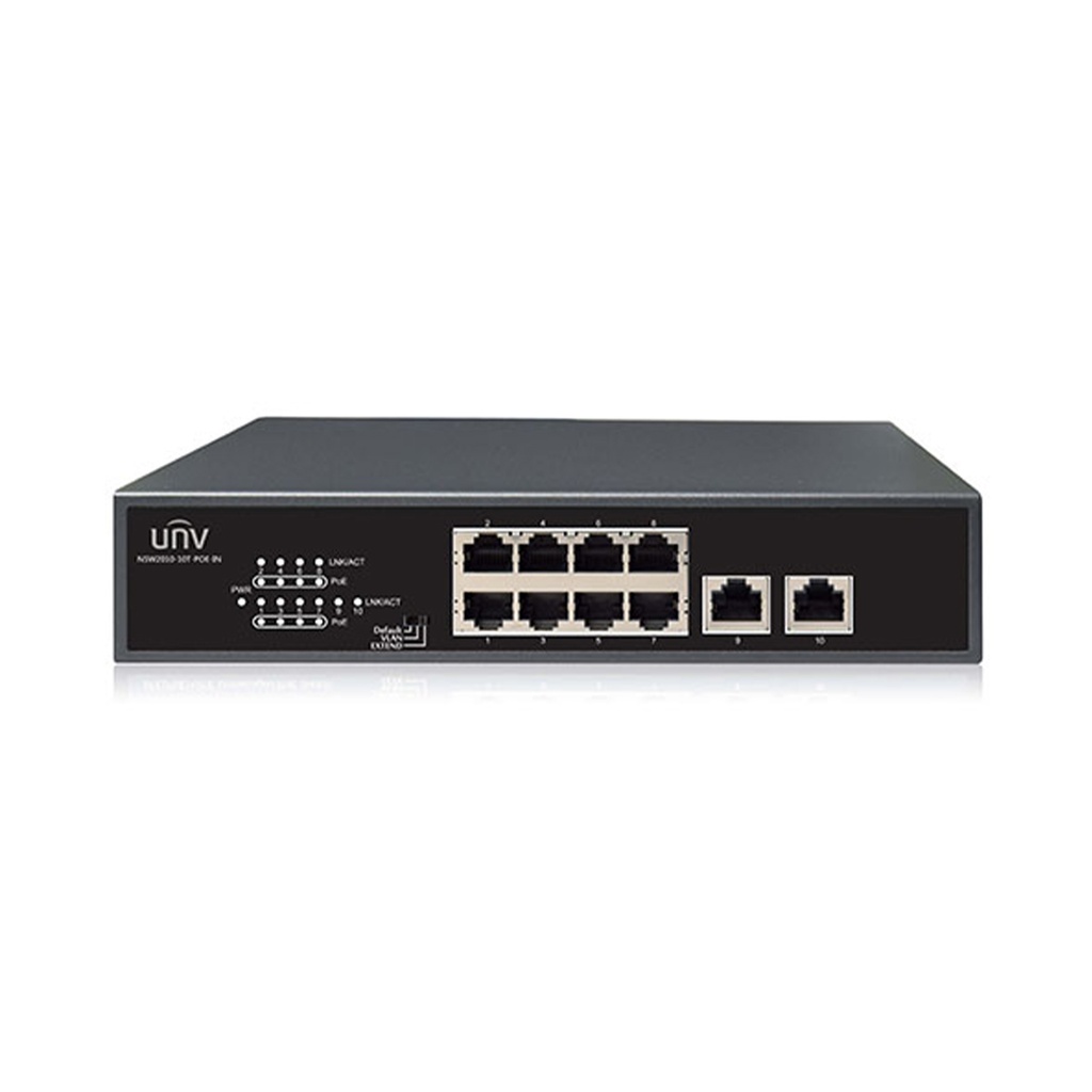 SWITCH 10 PUERTOS 8 POE 10/100MBPS 2 PUERTOS ENLACE ESCRITORIO NO ADMIN UNV